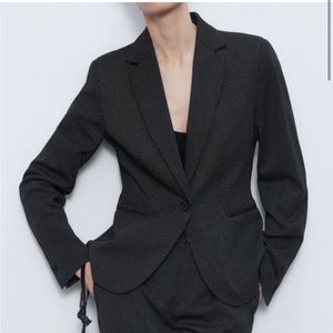 Zara black with white polka dots suit